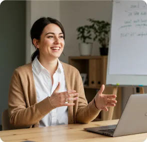 Finance team member on a video call